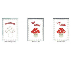 Stickdatei ITH - Postkarte Pilz Glück Erfolg